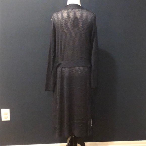 Navy Long Sleeve Open Front Duster - Picture 7 of 7